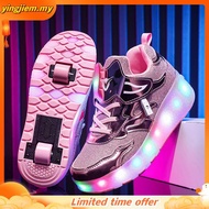 Hot sale！！！ 30-40 LED Double Roller Skate Shoes Women Men Automatic Luminous Sneakers roller shoes k