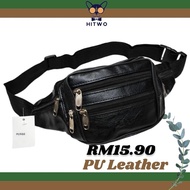 [HiTwo]Waist Bag PU Leather Casual Wear Motorcycle Accessories Pouch Bag Men Beg Pinggan Lelaki Push