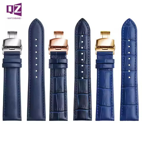 High Quality Genuine Leather Watch Strap for CITIZEN IWC Omega Blue Angel Cowhide Watchband Curved E