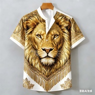 Men's Lion Pattern POLO Shirt for men Clothing Ethnic Style Vintage shirt ASEAN Clothing Tops Ethnic