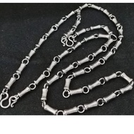 6mm Thickness Stainless Steel Double Hangers Short Tubes Link Chain Amulet Necklace L76cm.