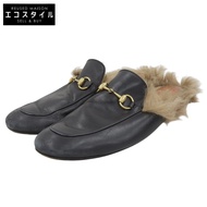 Gucci fur mules, men's shoes, black, actual size approximately 28cm (used)