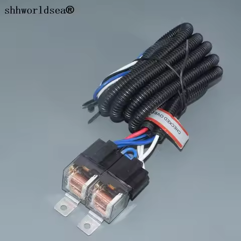 worldgolden H4/9003 Headlight Booster Cable Wire Harness Connector Relay Fuse Socket Black H4 Headli