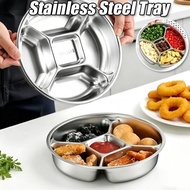 Stainless Steel Divided Plate Food Grade Side Dish Platter Meal Tray Serving Platter Cafeteria Tray 