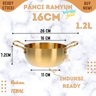 Gold Ramyun Pan 16cm Thick Stainless KOREA induction ready