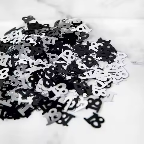 15G New Age 18th Year Old Happy Birthday Confetti Table Scatters Foil Number Digital 18 Anniversary 