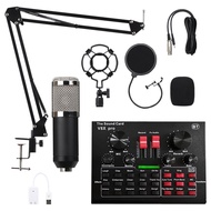 V8X PRO Audio Mixer Live Sound Card Bluetooth USB BM800 Microphone Condenser 15 Sound Mode DSP 5.1Channel Kit