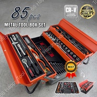 85pcs Socket & Spanner Set with 3 Layers Cantilever Metal Tool Box Ratchet Hand Tools Household Livi