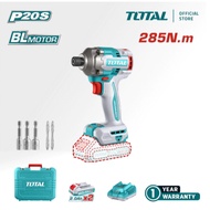 【TOTAL】Tools Cordless Impact Driver + Battery + Charger + Accessories (20V / 285Nm / 6.35mm / Brushl