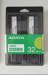 100% 全新 brand new ADATA 64GB DDR5 RAM (2×32GB)