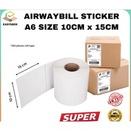 A6 Thermal Sticker Thermal Paper Shopee Tiktok Waybill Shipping Label Consignment Note Sticker 100*150mm / 10*15cm