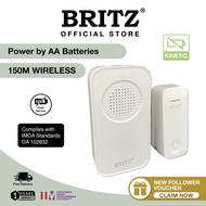 BRITZ K616DC Wireless Kinetic Battery-Free Doorbell SET [RECEIVER + TRANSMITTER] HDB BTO / FREE Adhesive Tape + Screw