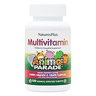 NaturesPlus Animal Parade Children’s Multivitamin Assorted Flavours - Plant Based, All Natural Chewable Multivitamin for Kids - Gluten Free, Vegan - 180 Chewable Tablets