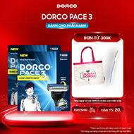 DORCO PACE 3 - Combo 2 Hộp Dao Cạo Râu Hàn Quốc 3 Lưỡi - Gồm 2 Cán và 18 Đầu Cạo