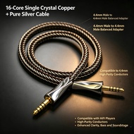 16 Core Single Crystal Copper + Pure Silver 4.4mm to 4.4mm Balanced Interconnector HiFi Audio Wire f