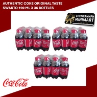 3 PACKS - Authentic Coca cola COKE Swakto Original Taste Softdrinks Beverages Soda 190 ml x 36 bottl