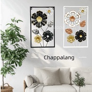 30x50cm Hiasan Dinding Ruang Tamu Metal Frame Floral Black Gold White Colour Element Wall Decoration