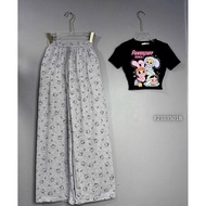 Cat pattern straight-leg pants, women's trousers VIENS STORE