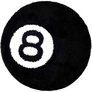 8 Ball Rug - 24 inch Black Round Carpet Billiard Pool 8 Ball Carpet, Non-Slip Flocking Floor Bath Ma