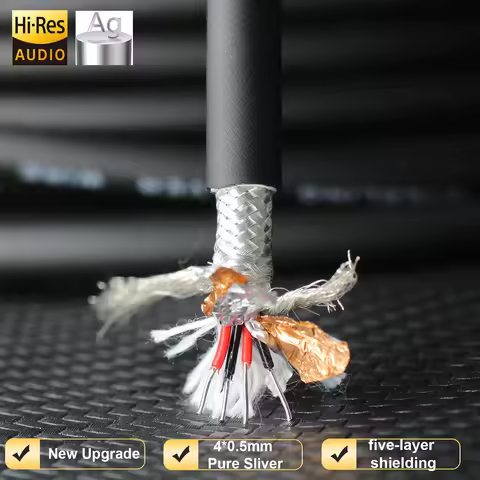 99.99% Pure Silver Signal Cable 7mm HIFI AUDIO 4-core Shielded Wire Amplifier CD DIY 15AWG Ag Interc