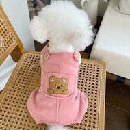 Pet Clothes Autumn Winter New Style Fleece Lining Warm Button Overalls Teddy Bichon Dog Cat Magic St