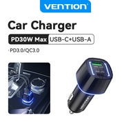 Vention Quick Car Charger 6A 48W C+A Dual USB Type C Two- Port Fast Charging For iPhone/Samsung