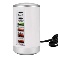 65W USB Multi Port Charger Hub QC3.0 Fast Charger 6 Port Type C PD Charger Charging Dock Station