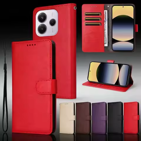 Magnetic Leather Flip Case For Redmi 12 13 13C 14C 15 15C A5 A7 Xiaomi POCO F5 F6 F7 F8 X6 X7 X8 M7 