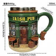 4KLQ Independent Station Irish Bar 3D Resin with Liner Mug Scene Foreign Trade Beer Barrel