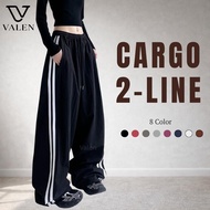 VALEN Celana Kargo Design 2 Line Sukan Perempuan Seluar Panjang Wanita Sukan Dengan 2 Pocket