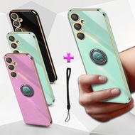 For Samsung Galaxy J4 Plus J4+ J6 Plus J6+ A24 4G A32 4G 5G A53 4G 5G F23 5G Case Straight edge gold