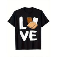 MenS Black Smores & Chocolate Bonfire Graphic T-Shirt - Cotton Casual Summer Tee with Fun Outdoor De