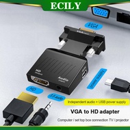 ECILY VGA To HDMI-compatible Adapter Converter 1080P HDMI To VGA Adapter For PC Laptop To HDTV Proje