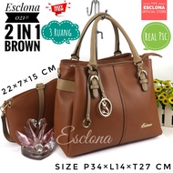 Esclona Tas Wanita Import Batam Branded Handbag Jinjing Tangan Selempang Kantor Kuliah Kulit 021