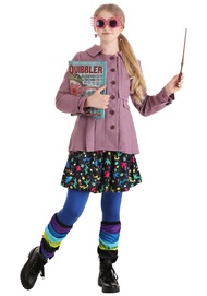 Women's Harry Potter Luna Lovegood Costume, Pink Jacket, Blue Leggings & Stripped Leg Warmers for Wi