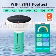 Tuya Zigbee WiFi Pool Water Quality Tester 7-in-1 Monitoring pH Chlorine Salinity Solar USB Charging