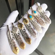Ammonite Style Turquoise Feather Necklace Men's Trendy Leaf Pendant Women's S925 Sterling Silver Han