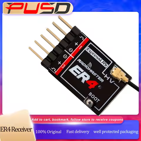 Radiomaster ER4 2.4Ghz 4CH 10mw ExpressLRS PWM Receiver for FPV RC Drone Small Aircraft Boats Cars