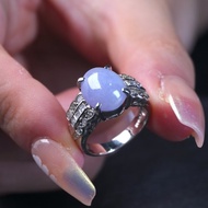 紫羅蘭翡翠蛋面戒指 PT900白金鑽石 | 天然緬甸玉翡翠A貨 | 送禮