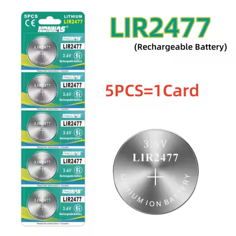 5-60PCS Rechargeable LIR2477 Battery Lithium 3.6V 2477 Rechargeable Coin Cell Battery for Watch Calc