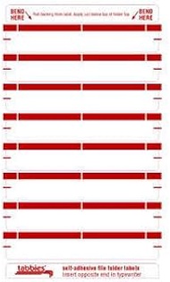 Tabbies Writable 1-Up File Folder Name Labels, Red, 3-7/16"W x 9/16" H, 248 Labels Per Pack, Self-Ad