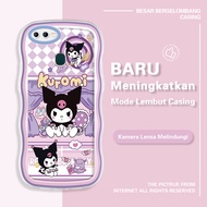 （Lokal Ready)Hontinga Silikon Lembut Case Casing hp Untuk OPPO A54 A54 2021 A55 A5S A52 A5 2020 A53 2020 Casing Terbaru imut Kuromi dan Melody Transparent TPU kesing Case hp Wavy Lembut Cases Anti Gores Air Softcase