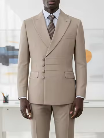 ST Cassy Elegant man suit for wedding Slim Fit Double Breasted Multiple buttons Casual Business man 