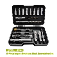 ชุดไขควง WA1626ตัวกันกระแทกสีดำของ Worx 17ชิ้นอุปกรณ์เครื่องมือไฟฟ้าสำหรับ WU292D WU291D WU132 Worx