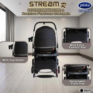stroller pliko stream reversible stroller bs 387 kereta dorong bayi - (r) black + alas stroller