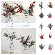 Green&Red Christmas Pine Branches Home Decoration DIY Accessories Artificial Tree Branches Xmas Tree