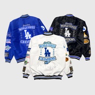 FREE SHIPPING HOCKY - LA DODGERS MBL UNISEX VARSITY BASEBALL JACKET FULL EMBROIDERY PREMIUM DISTRO