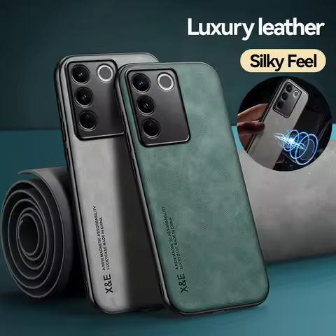 Peatkop Luxury Leather Case for VIVO V27 5G V27e V27 Pro 5G Soft Silicone+PC Shockproof Phone Back C