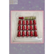 Wheel Nut Sport Rim Set With Spanar (red colour)(tred 1.5mm)(16pc)