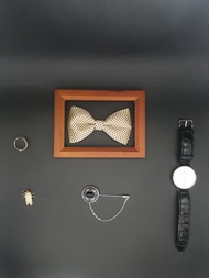 真絲金色波點領結新郎復古蝴蝶結